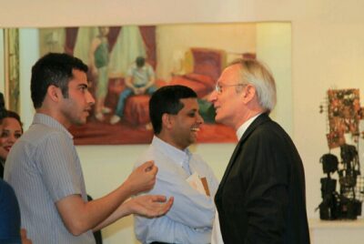 Vatican ambassador visiting and purchasing the show at Iran Art Gallery, 2014