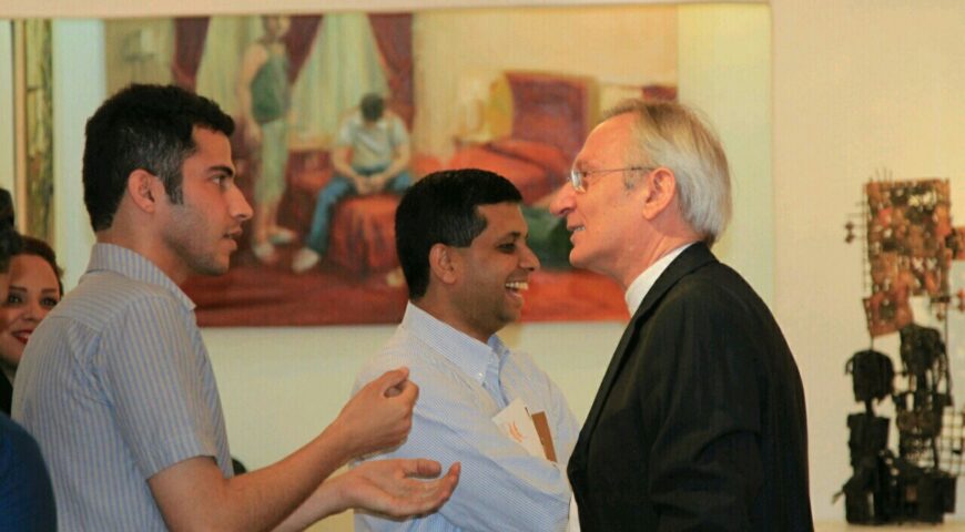 Vatican ambassador visiting and purchasing the show at Iran Art Gallery, 2014
